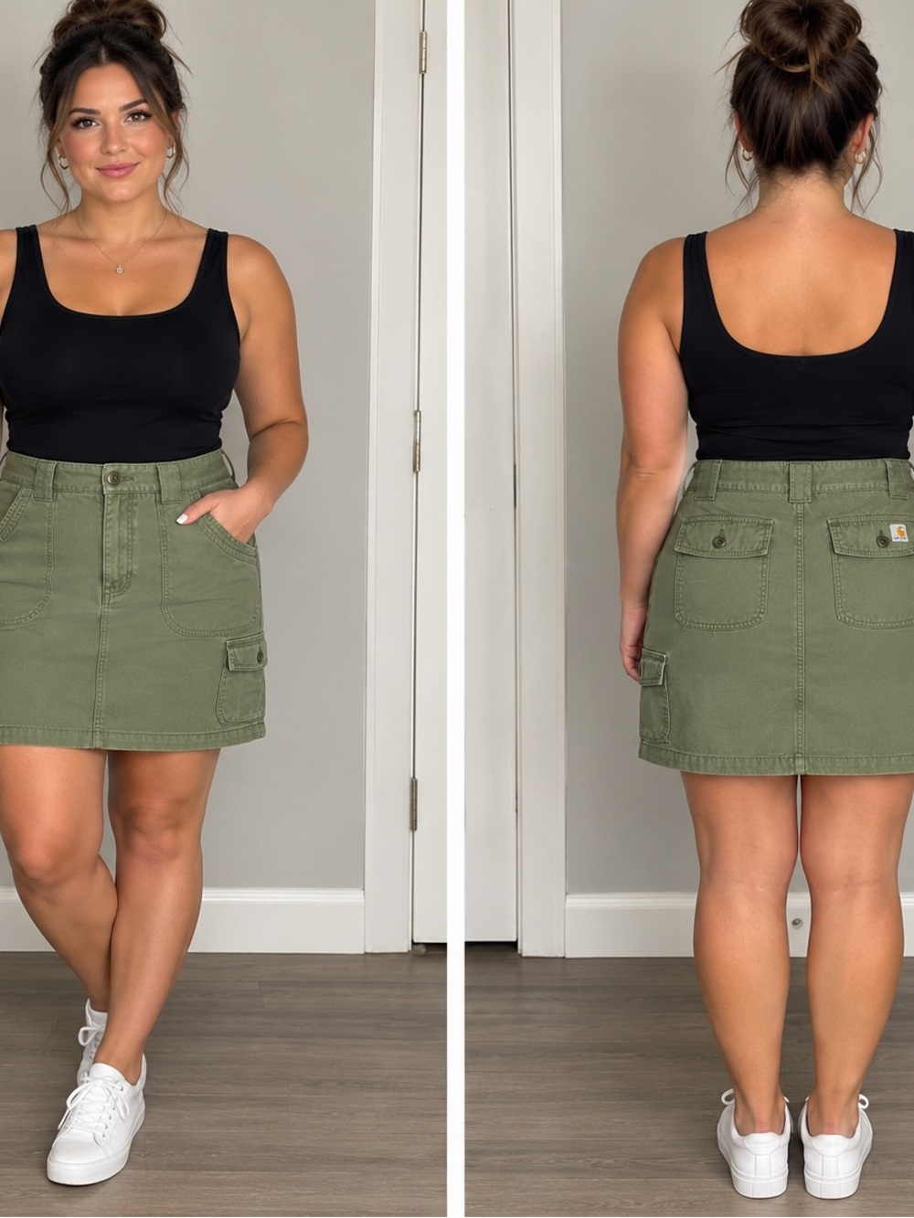 Carhartt Women’s 10 Olive Green Canvas Cargo Mini Skirt Utility Workwear